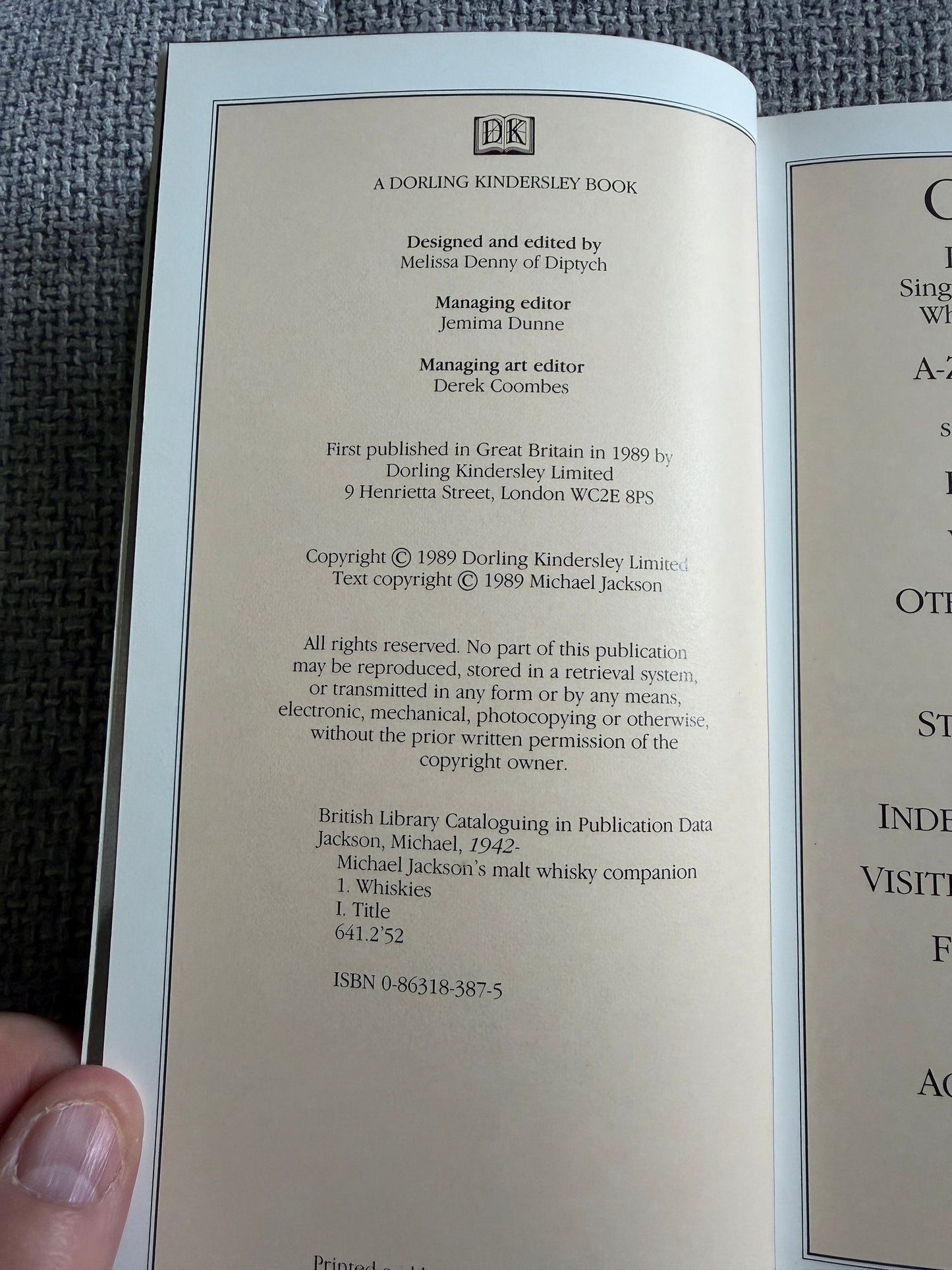 1989 Malt Whisky Companion - Michael Jackson (Dorling Kindersley) - Honeyburn Books (UK)