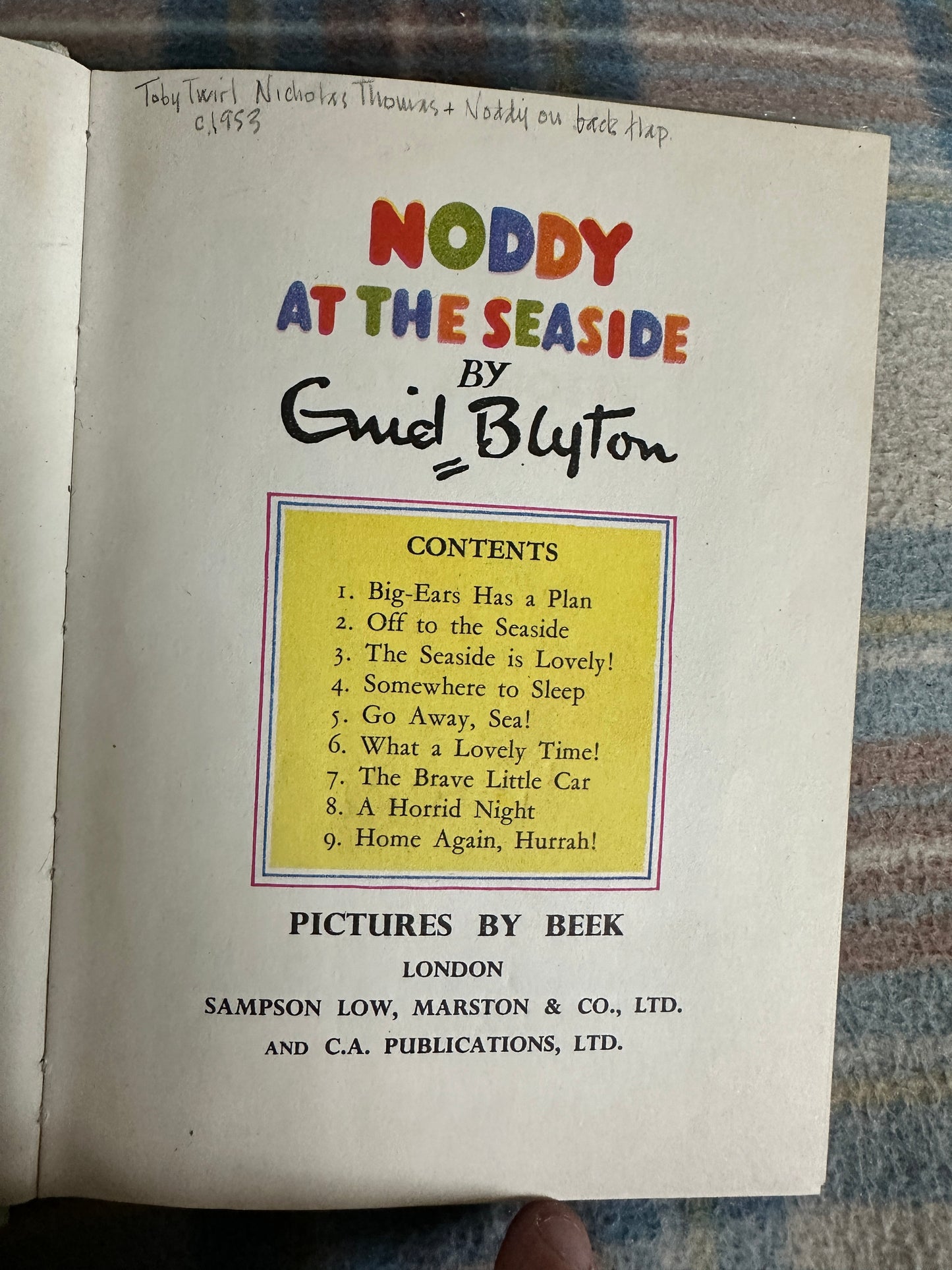 1953*1st*Noddy At The Seaside - Enid Blyton(Beek) Sampson Low, Marston & Co Ltd and C. A. Publications, Ltd