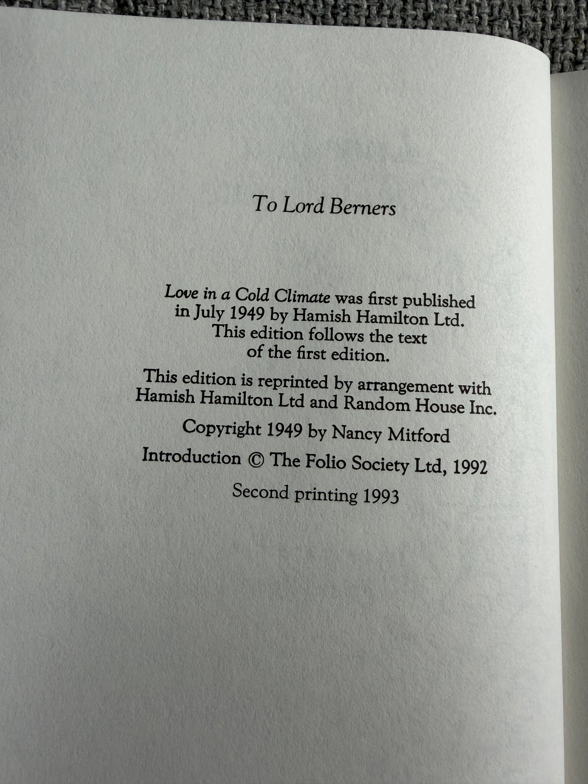 1993 Love In A Cold Climate - Nancy Mitford (Folio Slipcase) - Honeyburn Books (UK)