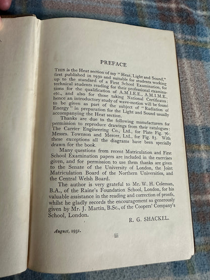 1933 Heat - R. G. Shackel(Longmans Green & Co)