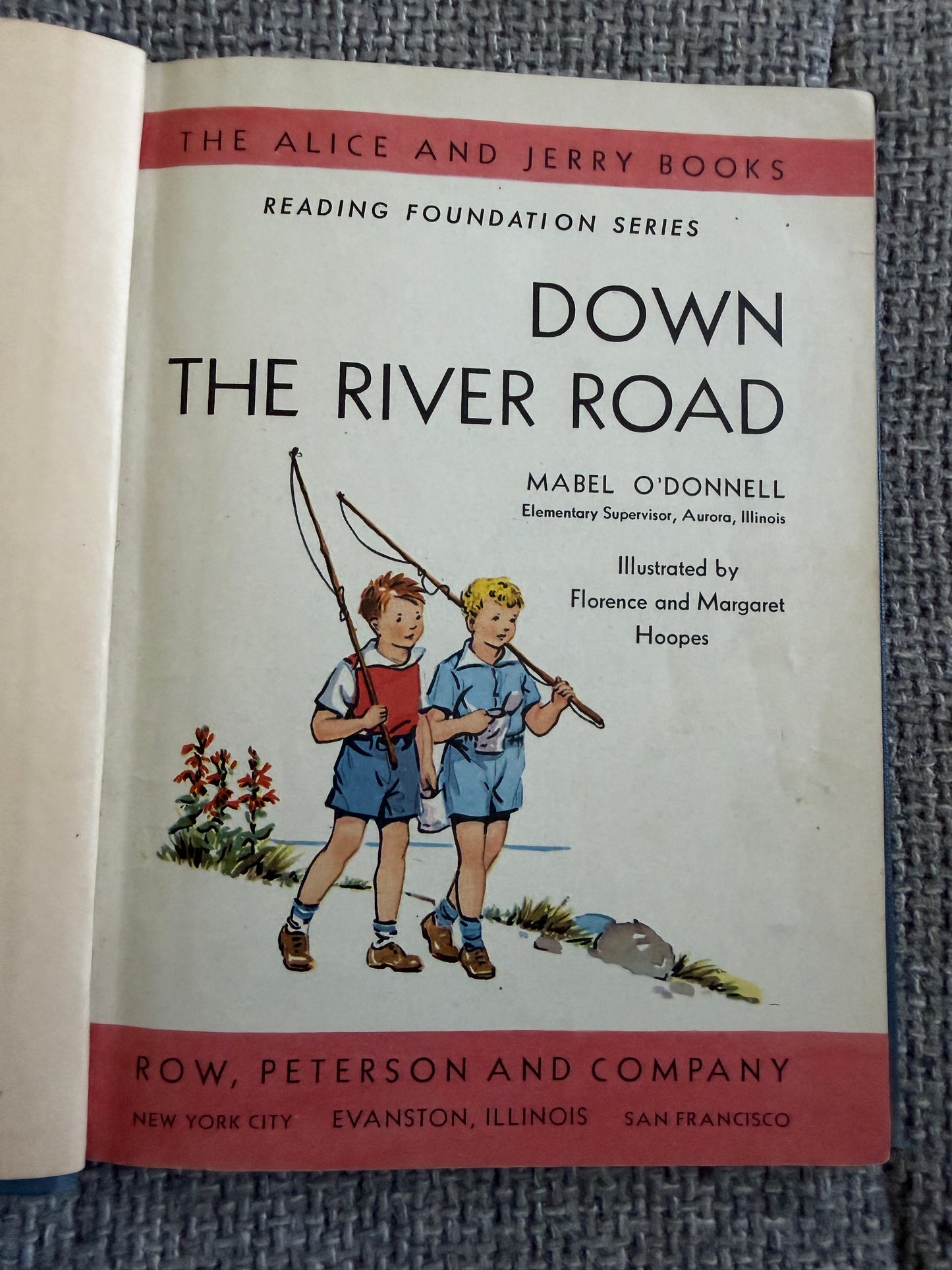 1938 Down The River Road Book by Mabel O’Donnell (Florence & Margaret Hoopes) - Row, Peterson & Company - Honeyburn Books (UK)