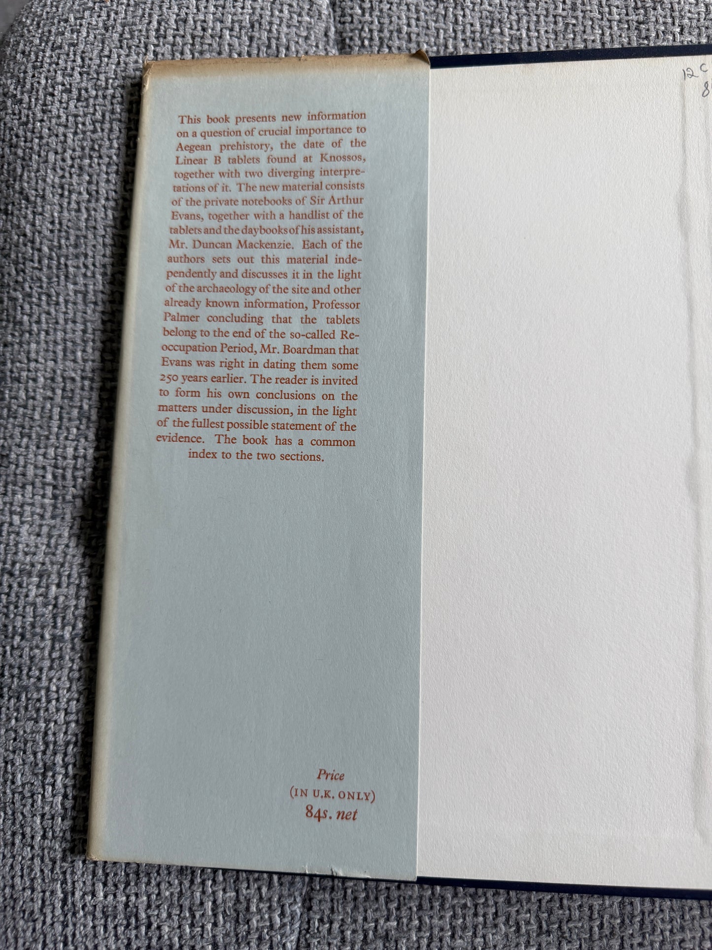 1963*1st* On The Knossos Tablets - L. R. Palmer & John Boardman (Oxford) - Honeyburn Books (UK)