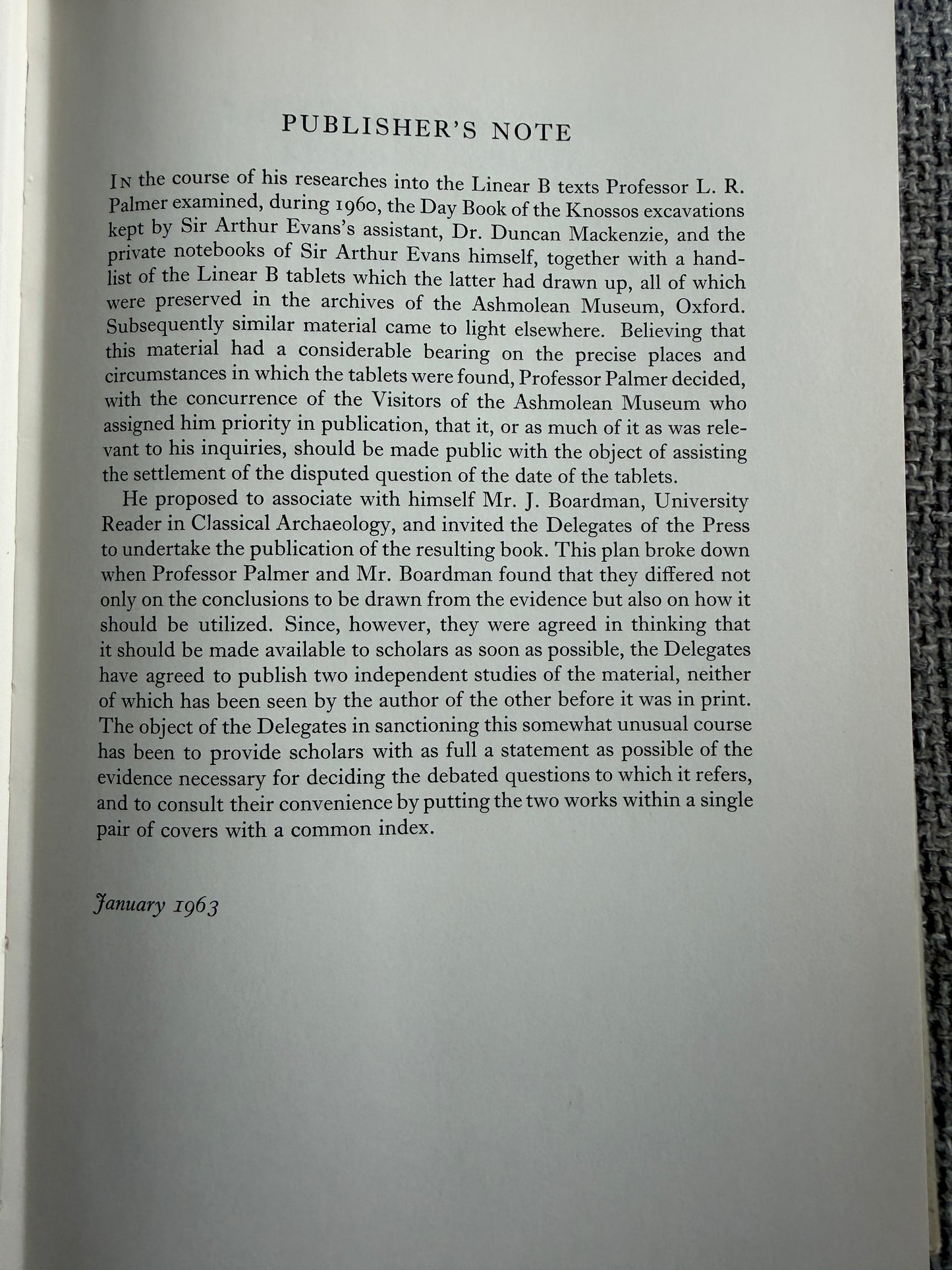 1963*1st* On The Knossos Tablets - L. R. Palmer & John Boardman (Oxford) - Honeyburn Books (UK)