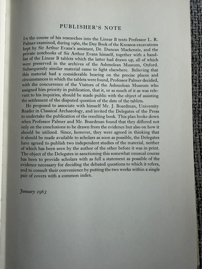 1963*1st* On The Knossos Tablets - L. R. Palmer & John Boardman (Oxford) - Honeyburn Books (UK)