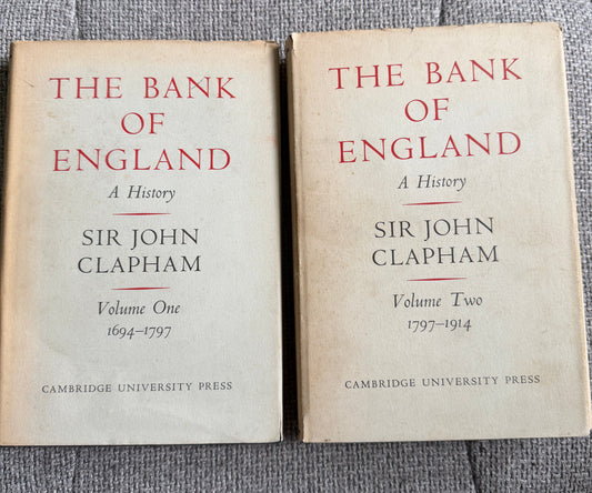1958 The Bank Of England A History (2xVols) Sir John Clapham (Vol 1 1694-1797) (Vol 2 1797-1914) Cambridge University Press - Honeyburn Books (UK)