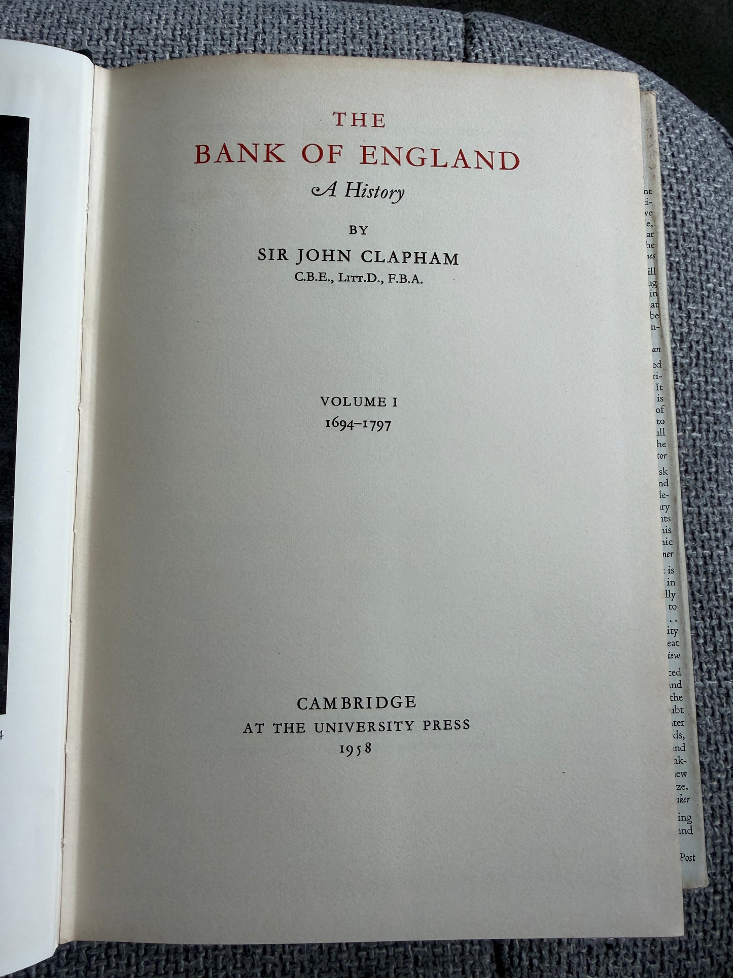 1958 The Bank Of England A History (2xVols) Sir John Clapham (Vol 1 1694-1797) (Vol 2 1797-1914) Cambridge University Press - Honeyburn Books (UK)