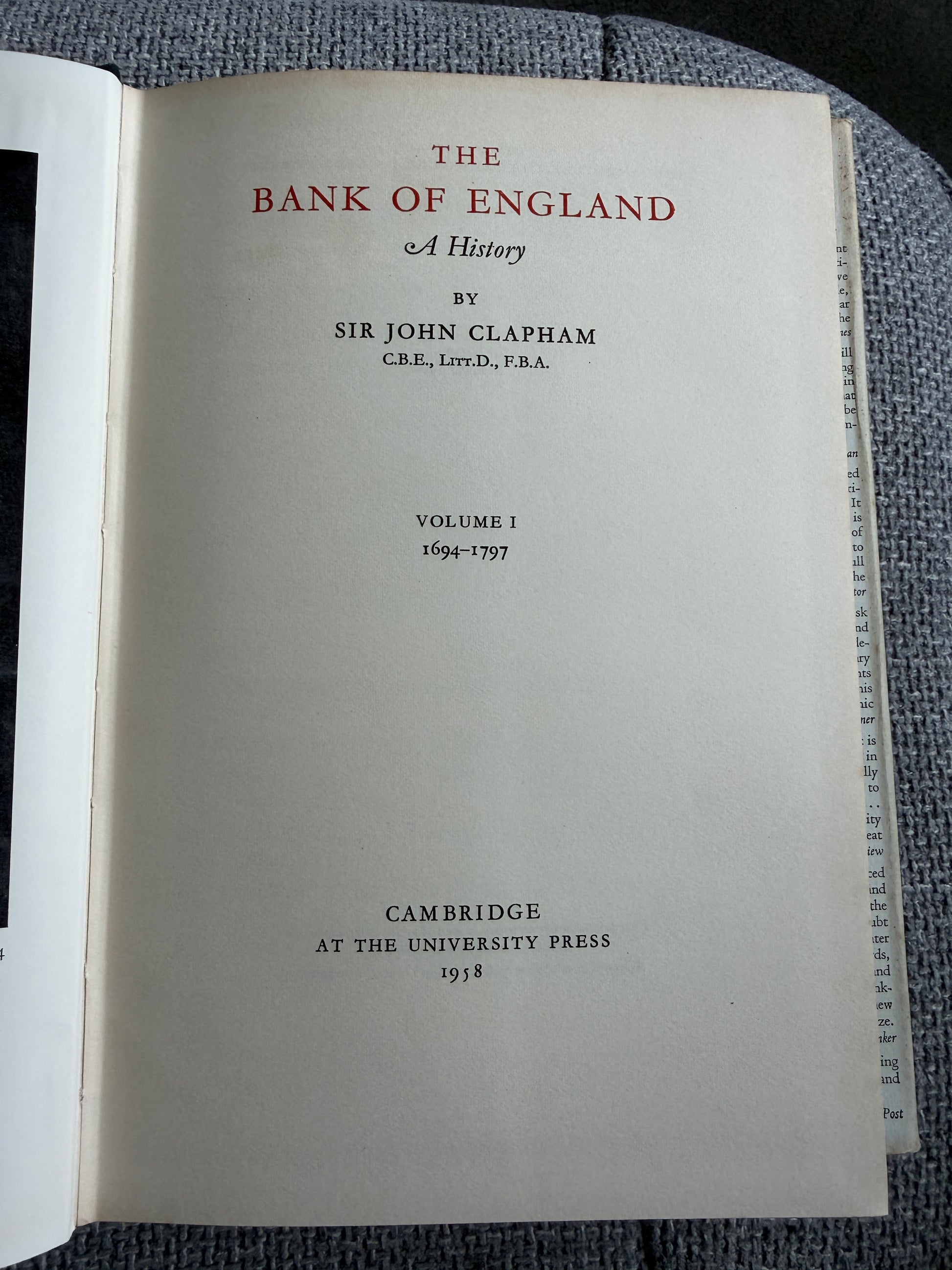 1958 The Bank Of England A History (2xVols) Sir John Clapham (Vol 1 1694-1797) (Vol 2 1797-1914) Cambridge University Press - Honeyburn Books (UK)