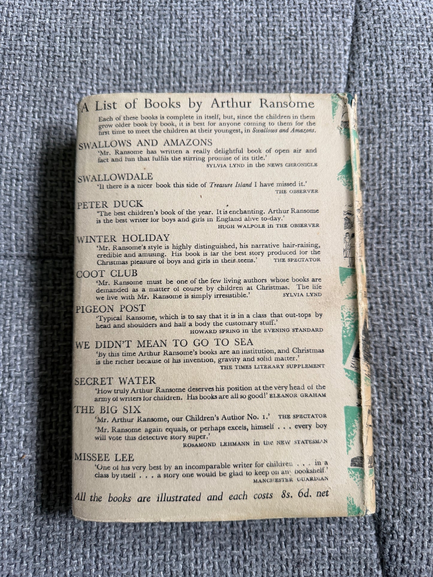 1944 Swallows & Amazons - Arthur Ransome (Nancy Blackett illust) Jonathan Cape - Honeyburn Books (UK)
