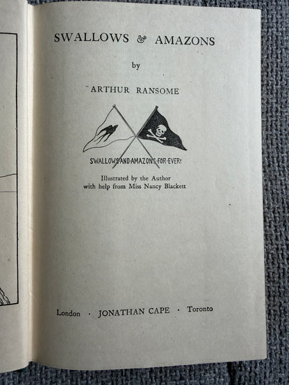 1944 Swallows & Amazons - Arthur Ransome (Nancy Blackett illust) Jonathan Cape - Honeyburn Books (UK)