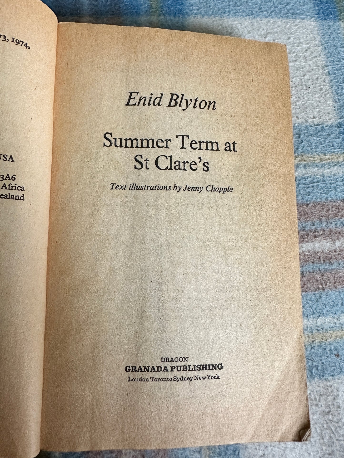 1978 Summer Term At St.Clare’s - Enid Blyton(Jenny Chapple illustration) Dragon Granada Pub