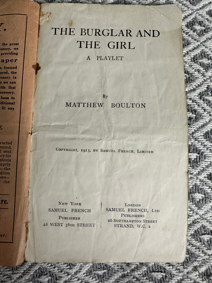 1913 The Burglar & The Girl - Matthew Boulton(French Acting Edition 2442)