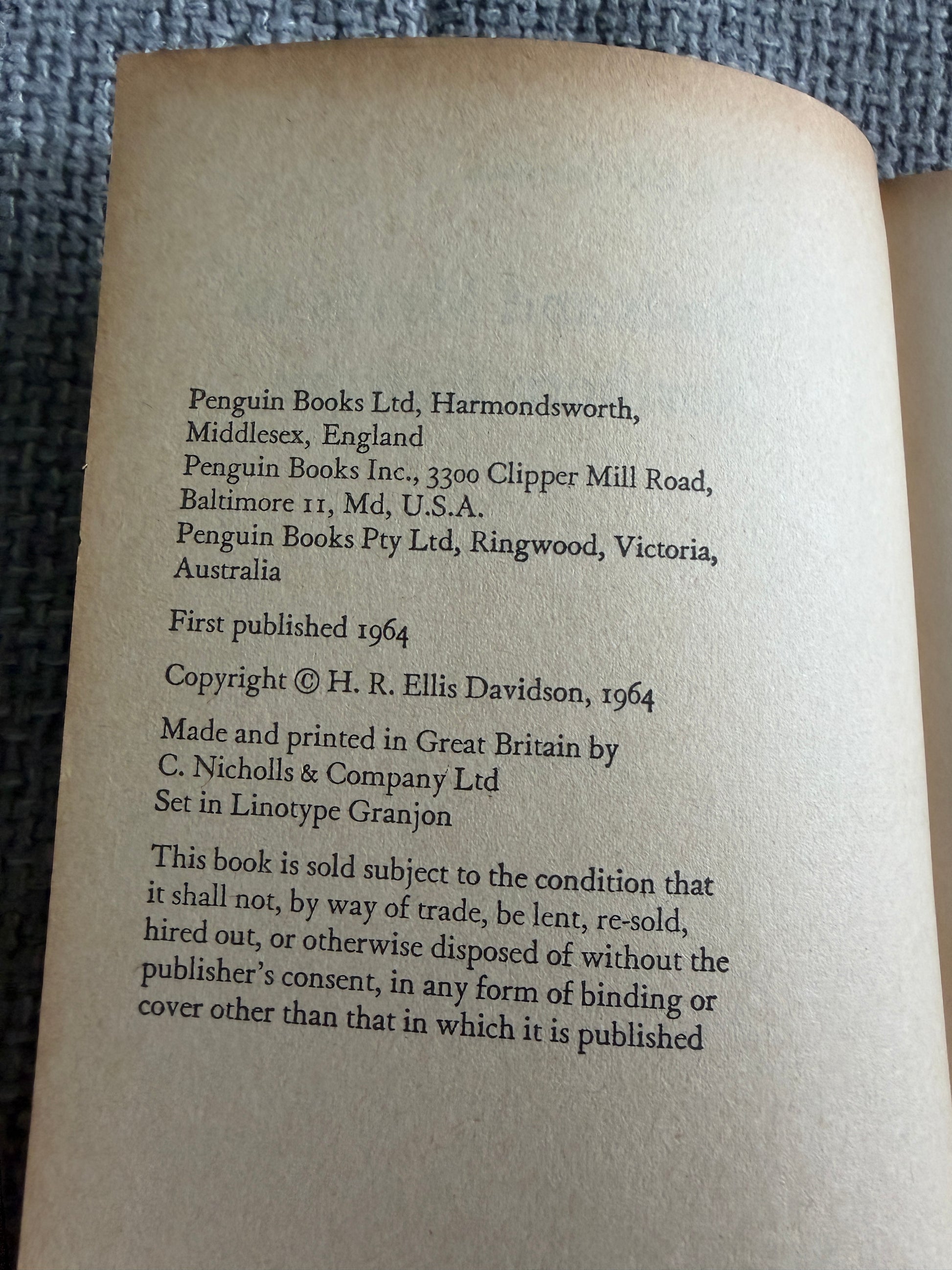 1964*1st* Gods & Myths Of Northern Europe - H. R. Ellis Davidson (Pelican Books) - Honeyburn Books (UK)