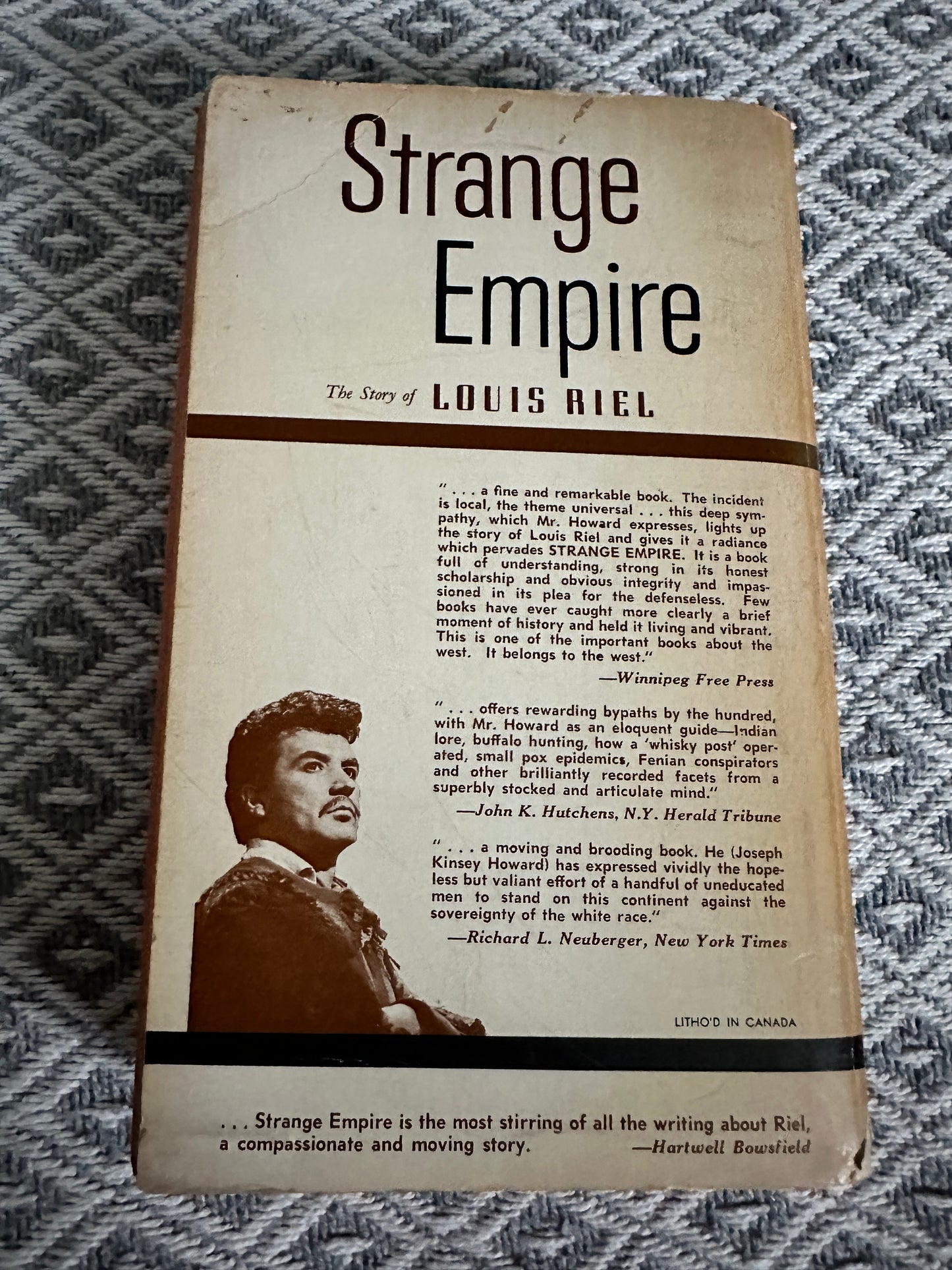 1965 Strange Empire(The Louis Riel Story) - Joseph Kinsey Howard(Swan Publishers)