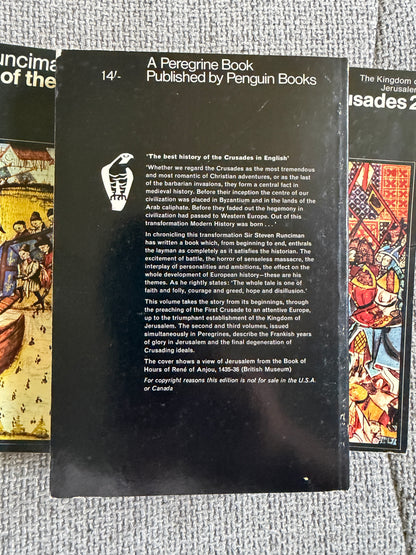 Steven Runciman – A History of the Crusades Vols. 1–3. Complete Peregrine Books 1965 edition. Original Penguin slipcase. Peregrine Books