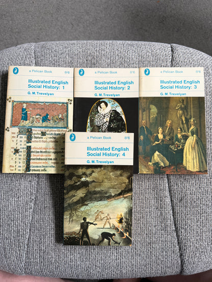 1964 Illustrated English Social History x 4 volumes in original slipcase - G. M. Trevelyan (Pelican Books)