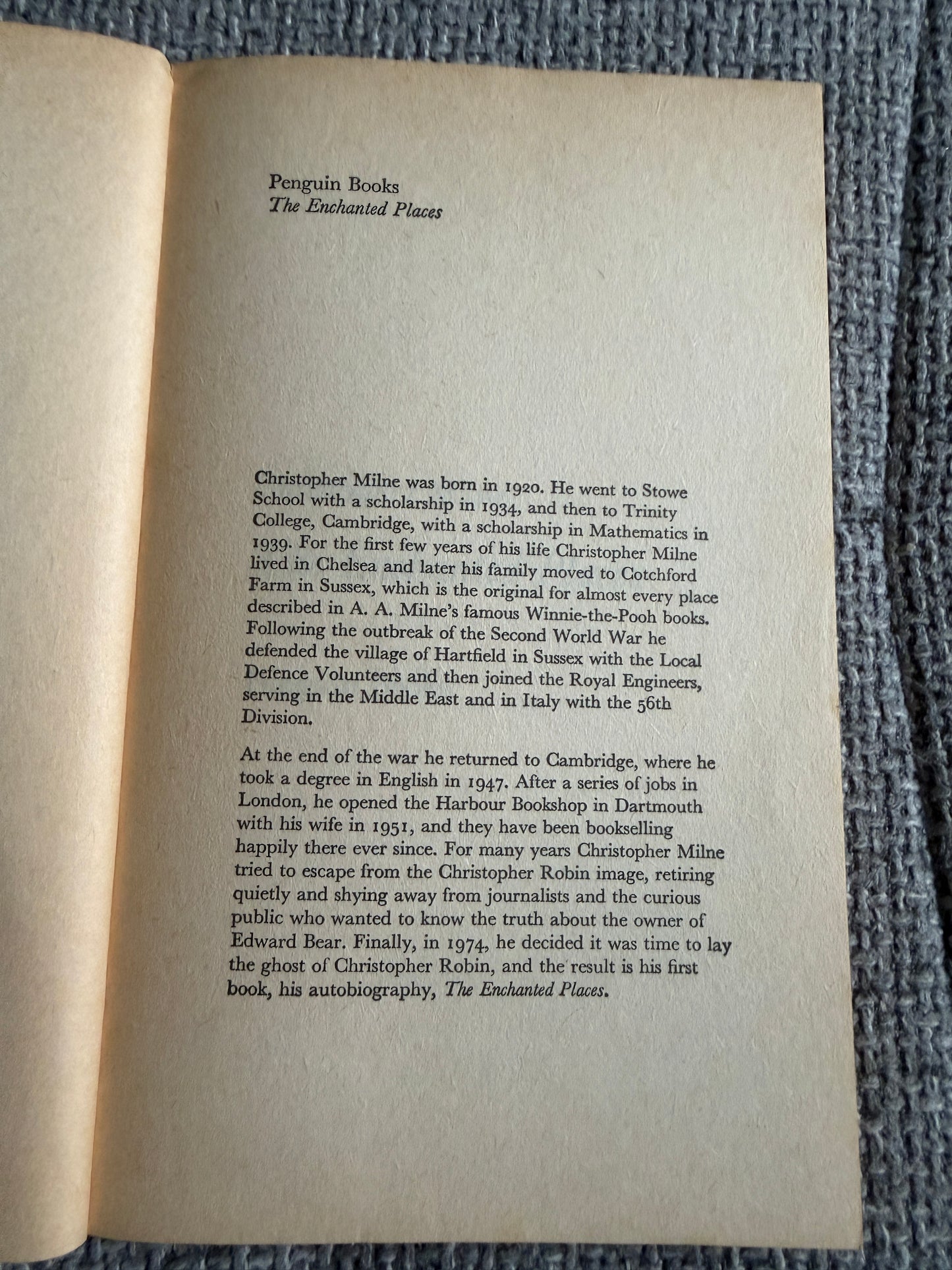 1976 The Enchanted Places - Christopher Milne aka Billy Moon (Penguin Books)