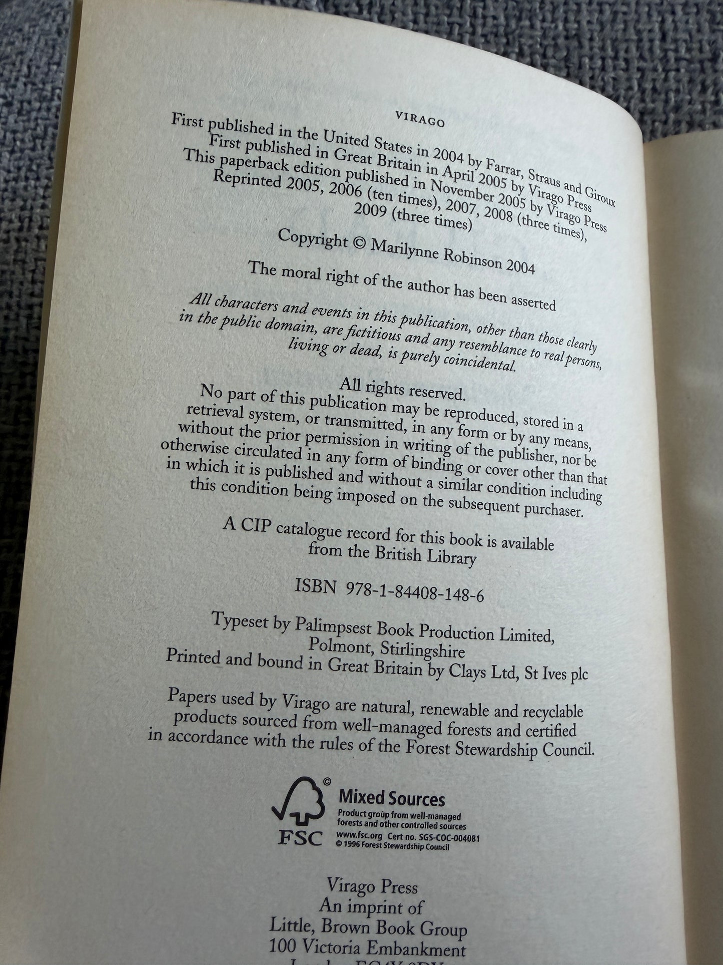 2009 Gilead- Marilynne Robinson (Virago Press)