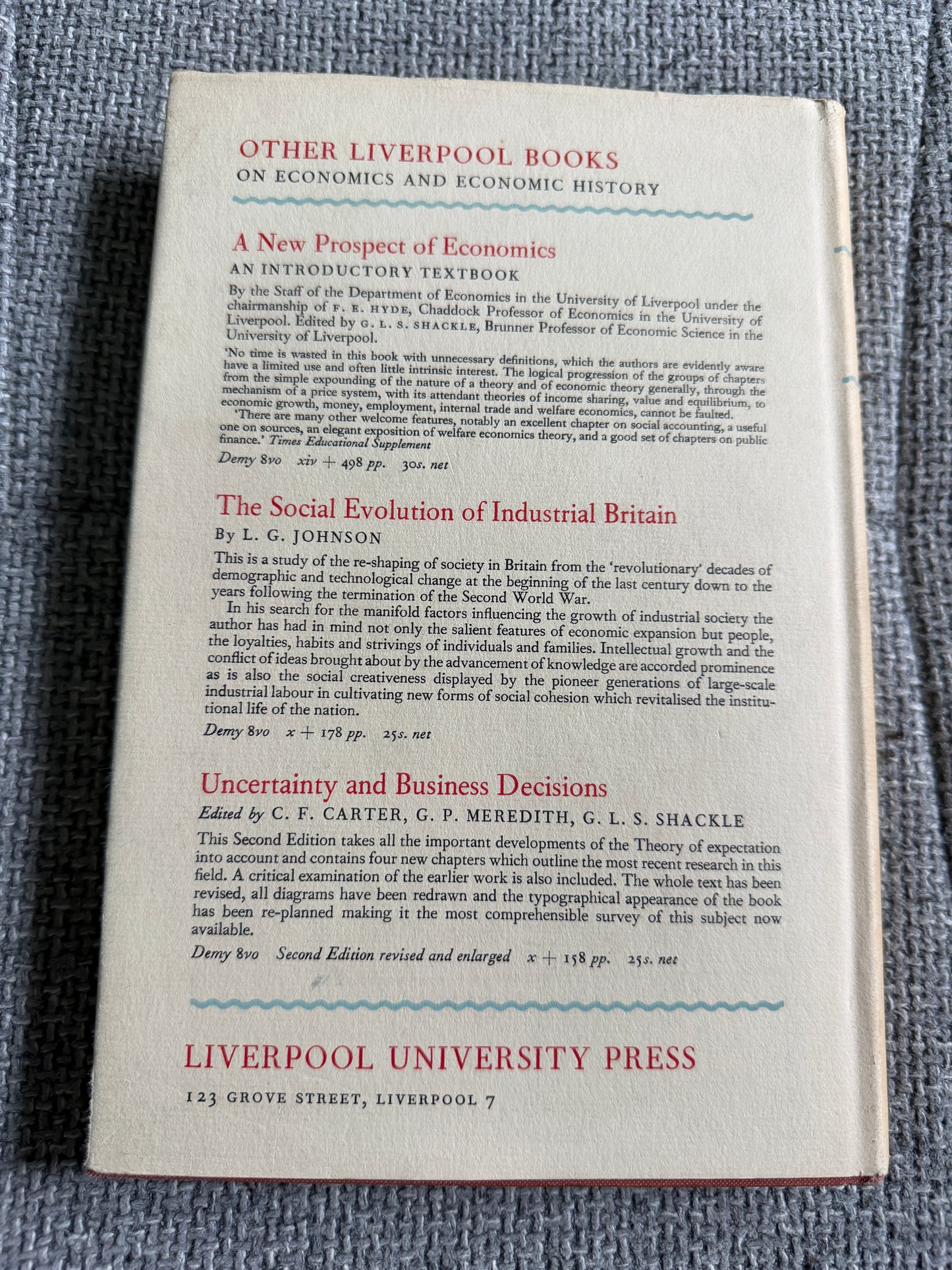 1960*1st* Studies In British Overseas Trade 1870-1914 - S. B. Saul (Liverpool University Press)