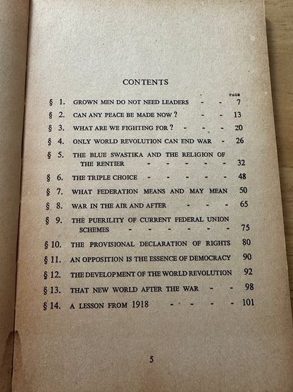 1940*1st* The Common Sense Of War & Peace World Revolution or War Unending - H.G. Wells(Penguin Special)