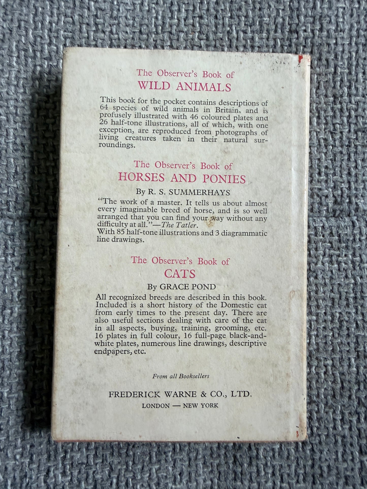 1969 The Observer’s Book Of Dogs - S. M. Lampson (Frederick Warne & Co Ltd)