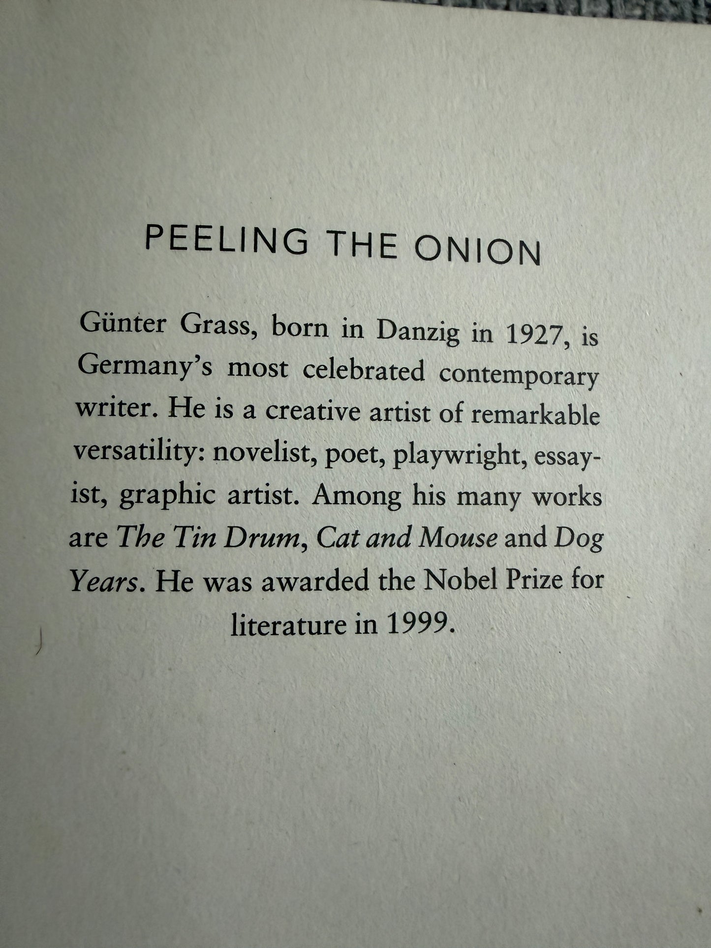 2008 Peeling The Onion - Günter Grass (Translated From German Michael Henry Heim) Vintage Books