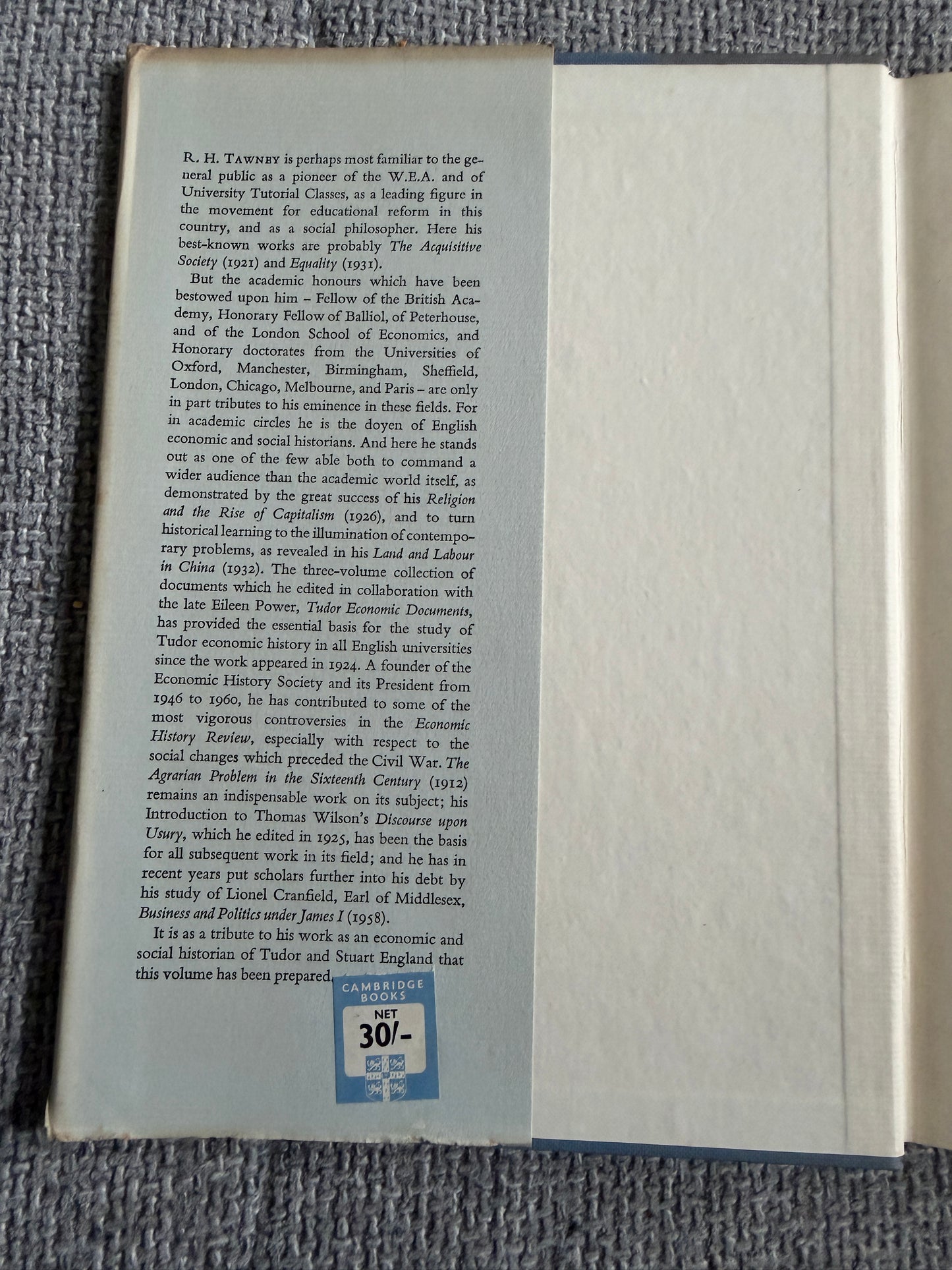 1961*1st* Essays In The Economic & Social History Of Tudor & Stuart England - F. J. Fisher (Cambridge University Press