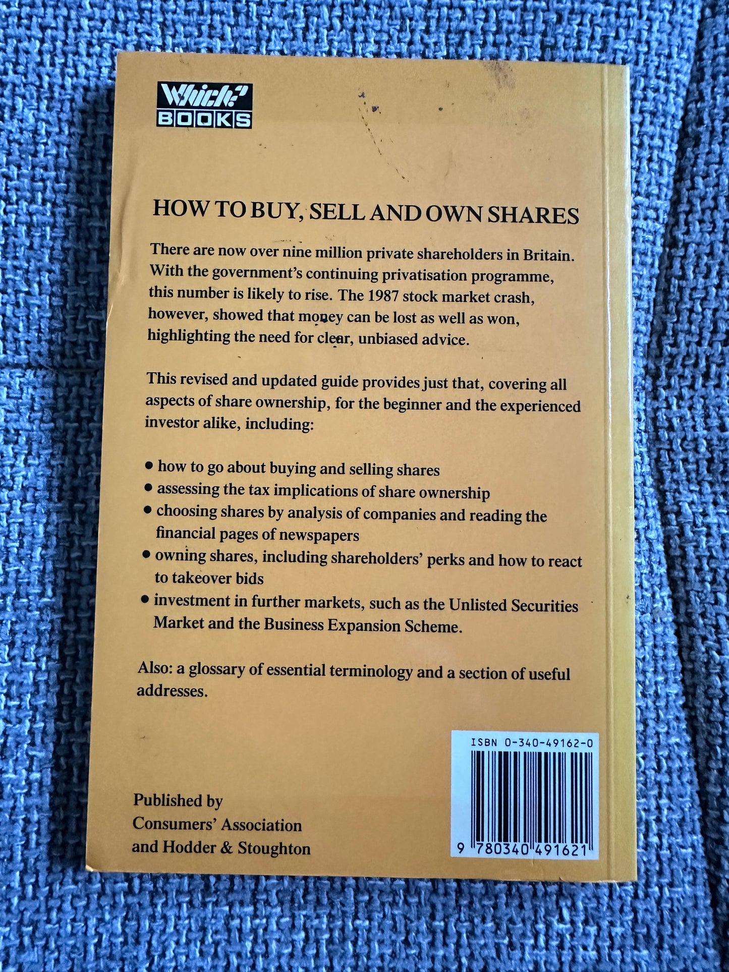 1988 How To Buy, Sell & Own Shares - Consumers Association Which Books(Hodder & Stoughton)