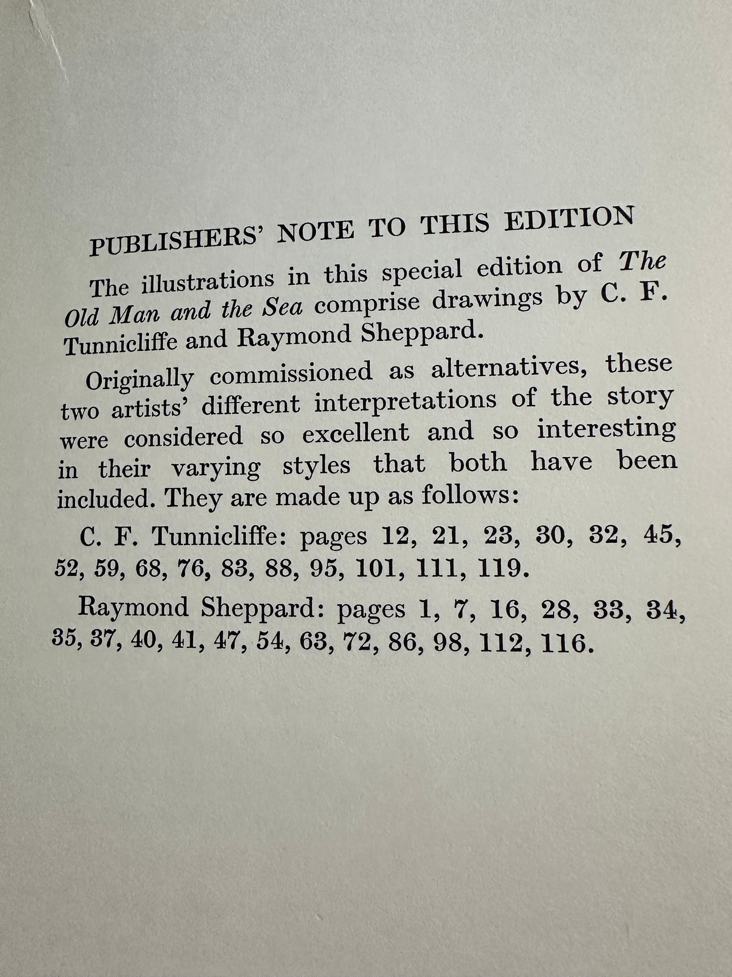 1968 The Old Man & The Sea - Ernest Hemingway (Book Club Special Edition)(Illustration C. F. Tunnicliffe & Raymond Sheppard)