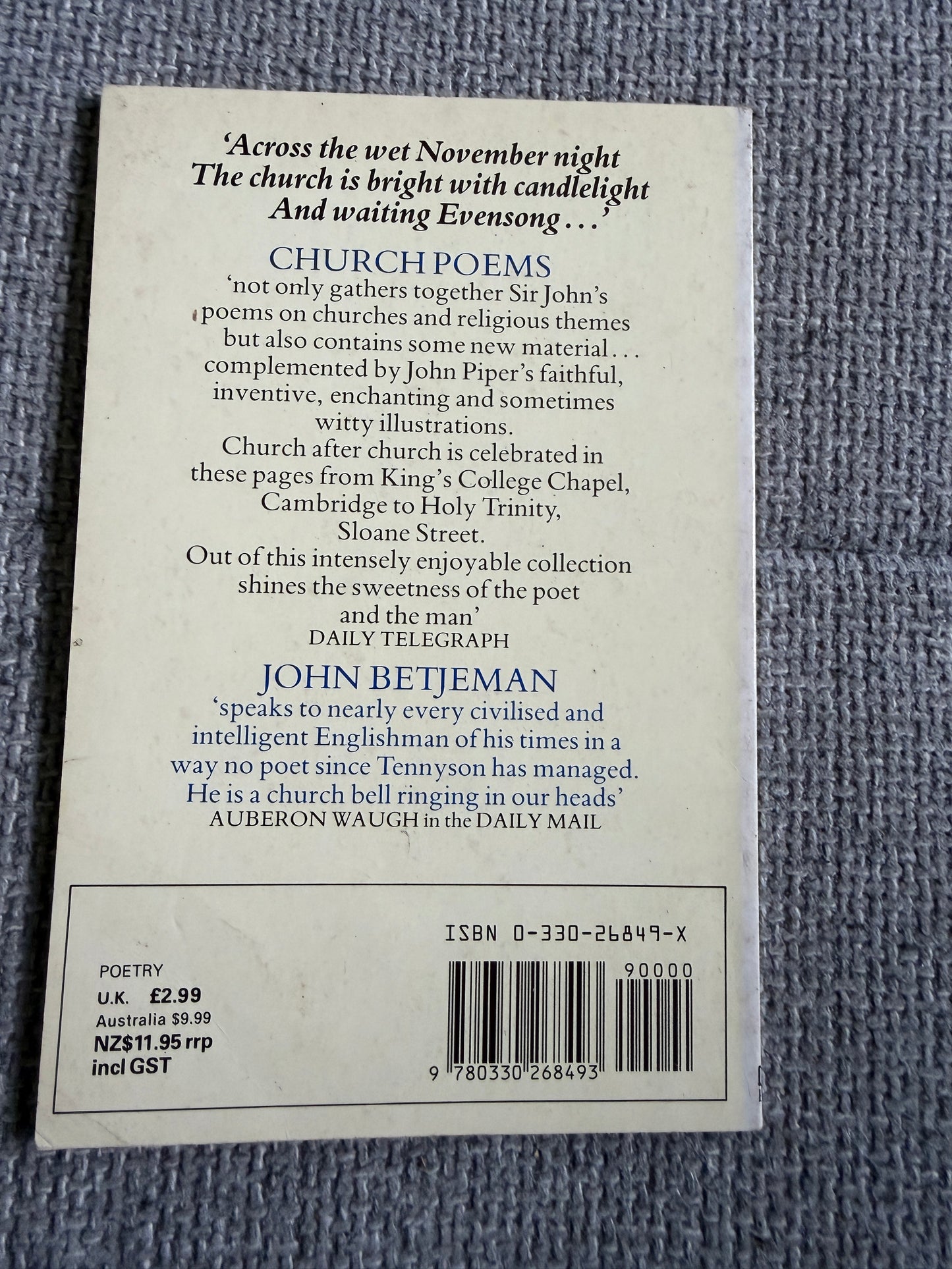 1982 Church Poems - John Betjeman (John Piper illust) Pan Books