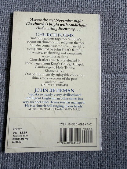 1982 Church Poems - John Betjeman (John Piper illust) Pan Books
