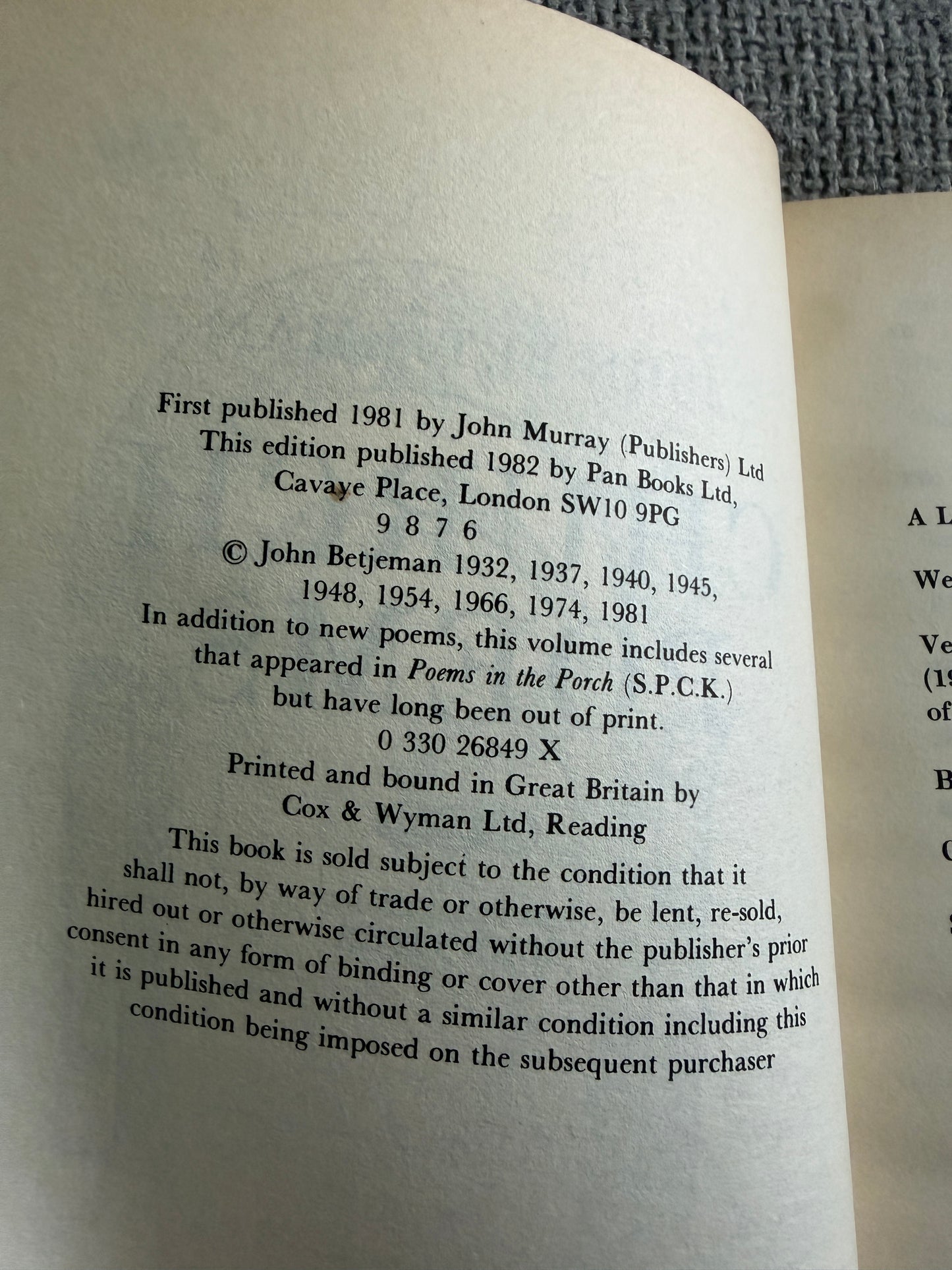 1982 Church Poems - John Betjeman (John Piper illust) Pan Books