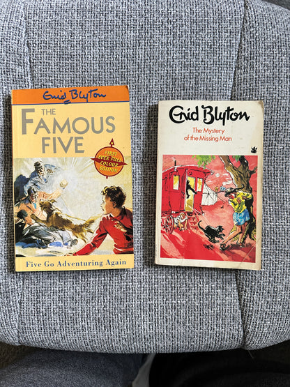 2000 & 1978 2 x Five Go Adventuring Again / The Mystery Of The Missing Man - Enid Blyton(Eileen Soper) Hodder & Granada