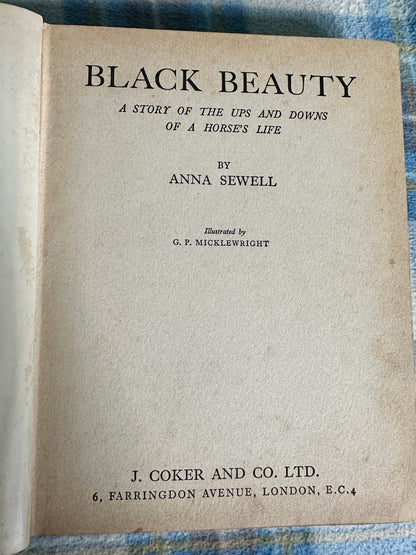 1933 Black Beauty - Anna Sewell(G. P. Micklewright illustration) J. Coker & Co Ltd
