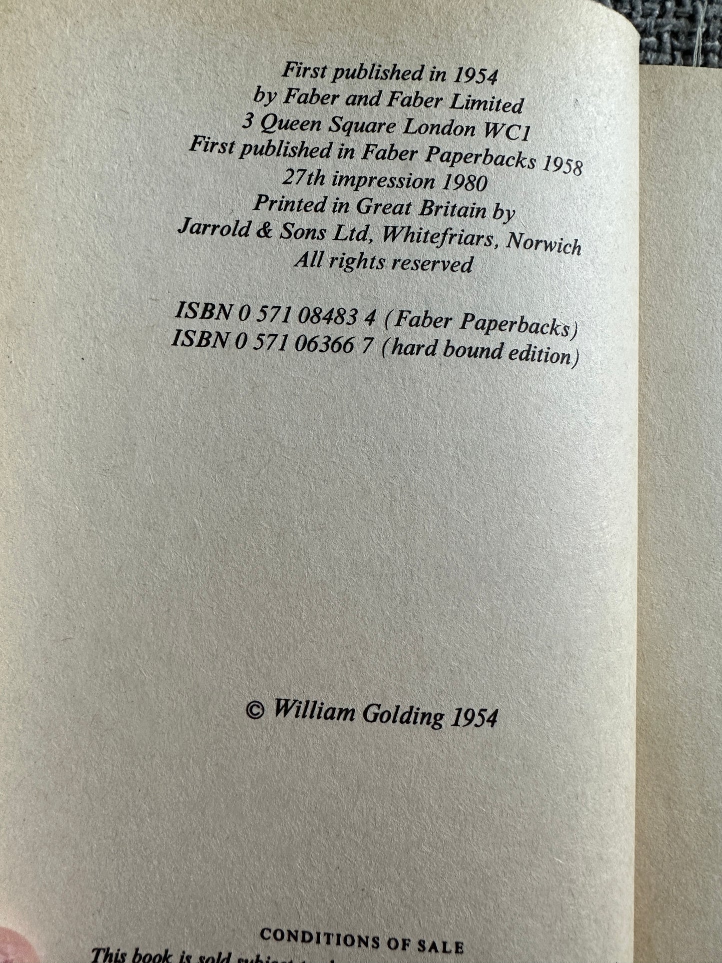 1980 Lord Of The Flies - William Golding(Faber & Faber)