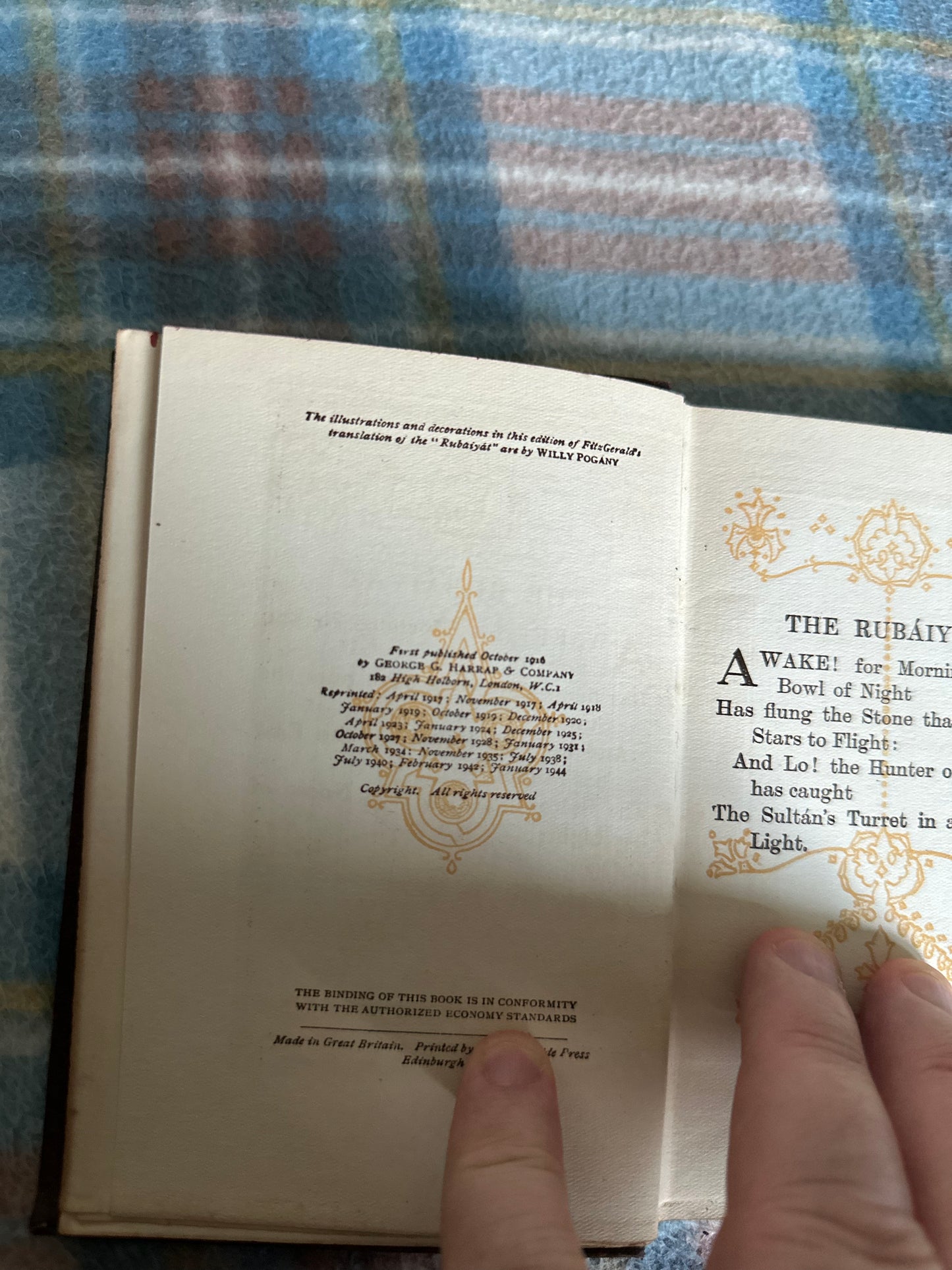 1944 Rubáiyát Of Omar Khayyám translated by Edward Fitzgerald (Illustrated by Willy Pogany) George G. Harrap Publisher