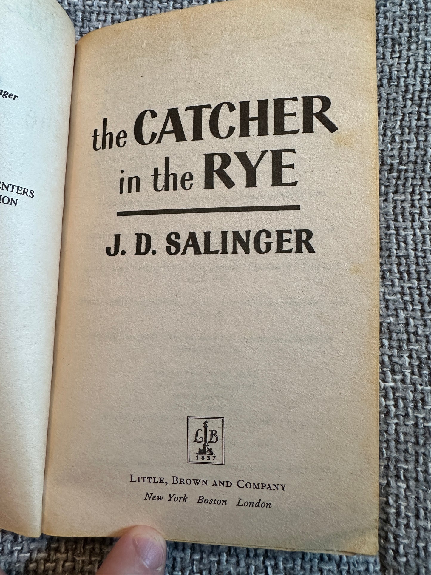 1991 The Catcher In The Rye- J. D. Salinger(Little Brown Books)