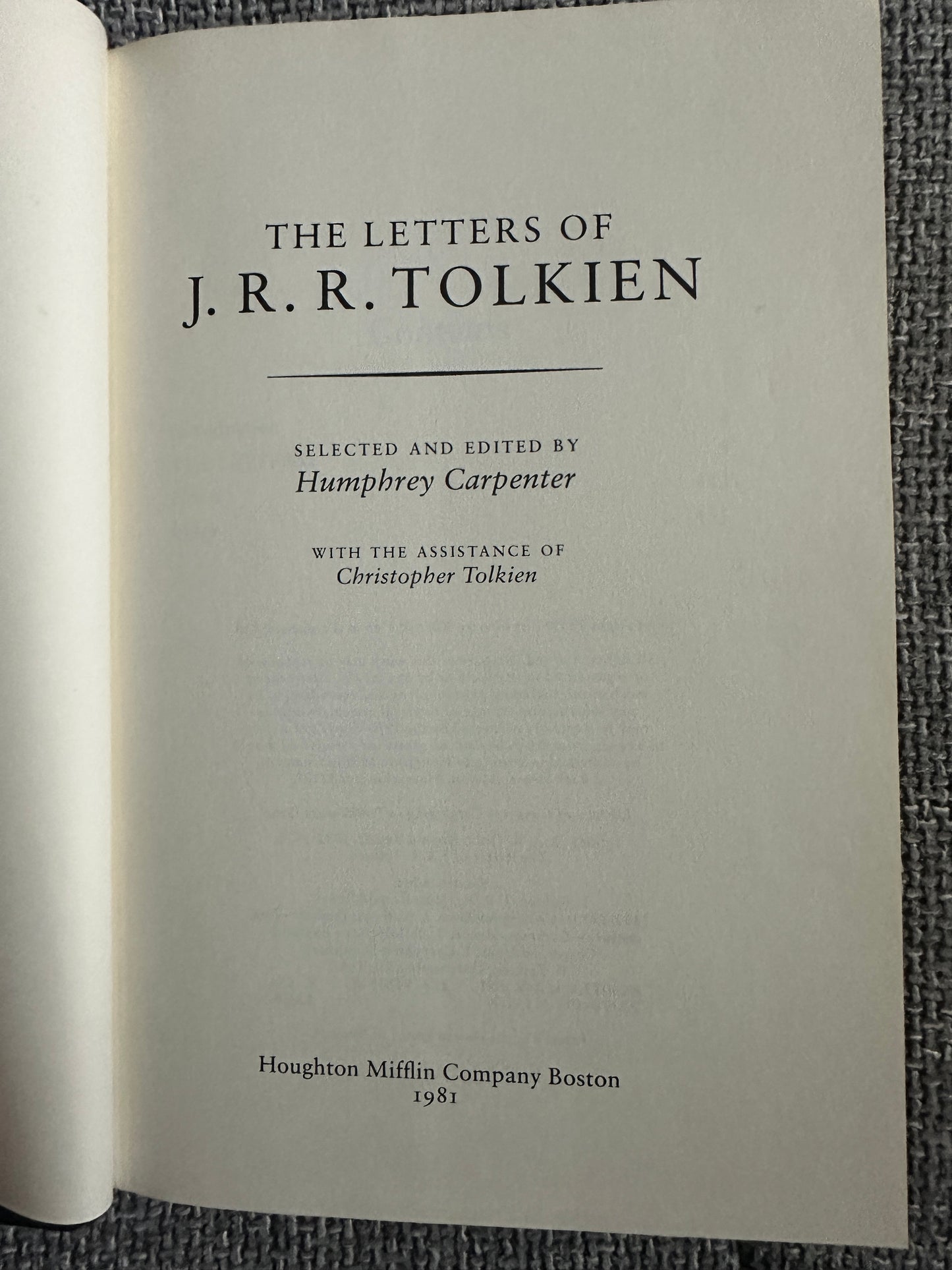 1980*1st* The Letters Of J. R. R. Tolkien - Humphrey Carpenter(Houghton Mifflin New York)