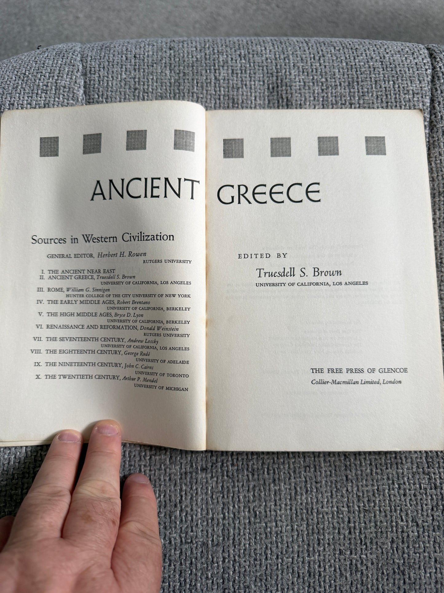 1965 Ancient Greece - Truesdell S. Brown (The Free Press Of Glencoe)
