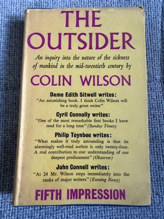 Colin Wilson – The Outsider (1956) – Victor Gollancz – Fifth Impression with Original Yellow Dust Jacket