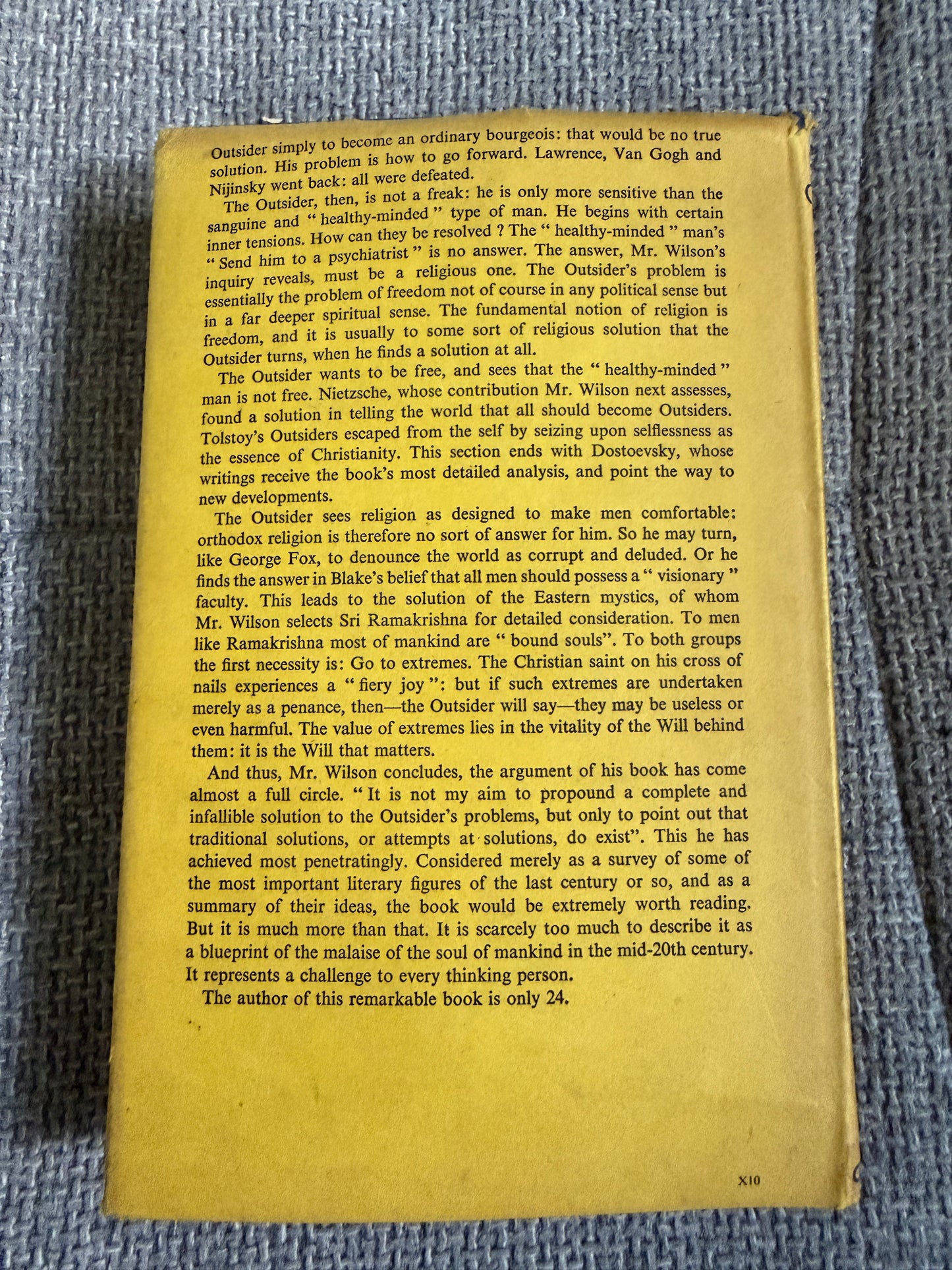 Colin Wilson – The Outsider (1956) – Victor Gollancz – Fifth Impression with Original Yellow Dust Jacket