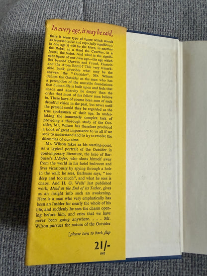 Colin Wilson – The Outsider (1956) – Victor Gollancz – Fifth Impression with Original Yellow Dust Jacket