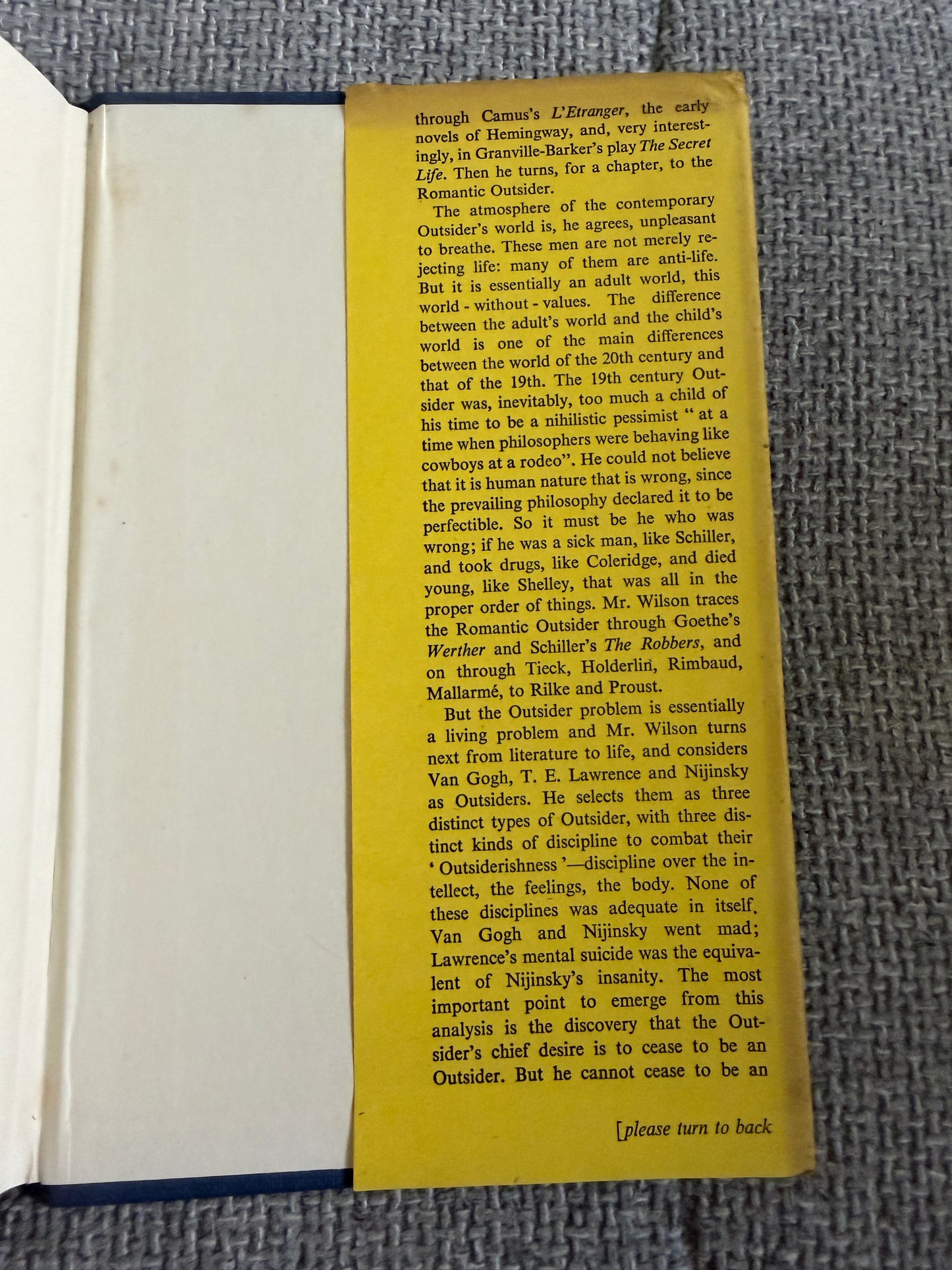 Colin Wilson – The Outsider (1956) – Victor Gollancz – Fifth Impression with Original Yellow Dust Jacket