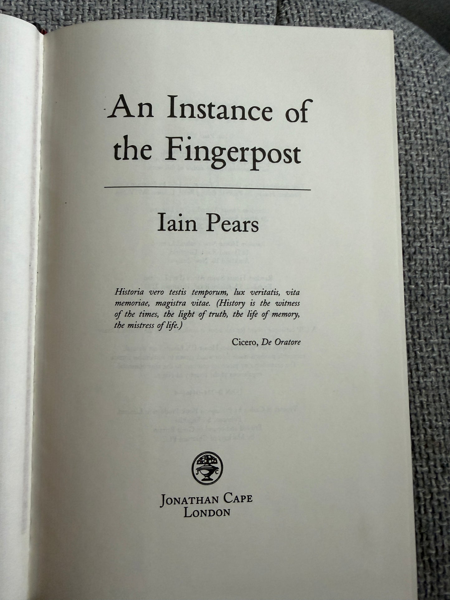 1997*1st* An Instance Of The Fingerpost - Iain Pears (Jonathan Cape)