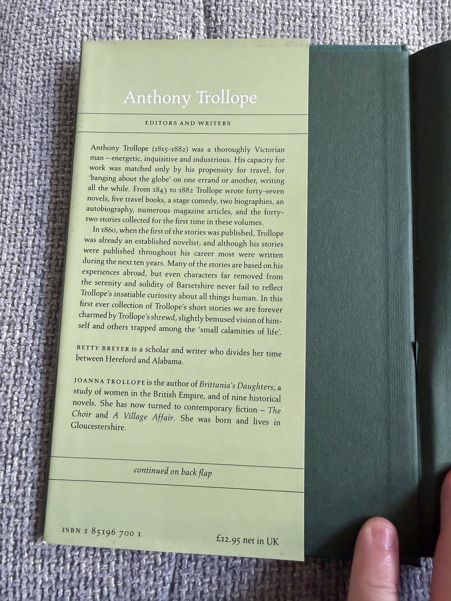 1990 Anthony Trollope The Complete Short Stories volume 1 - William Pickering Published