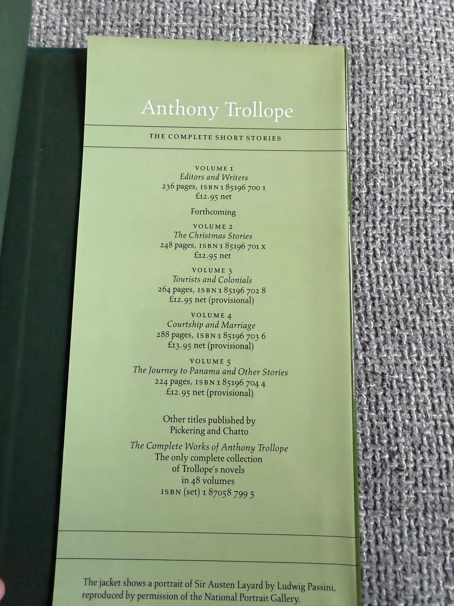 1990 Anthony Trollope The Complete Short Stories volume 1 - William Pickering Published