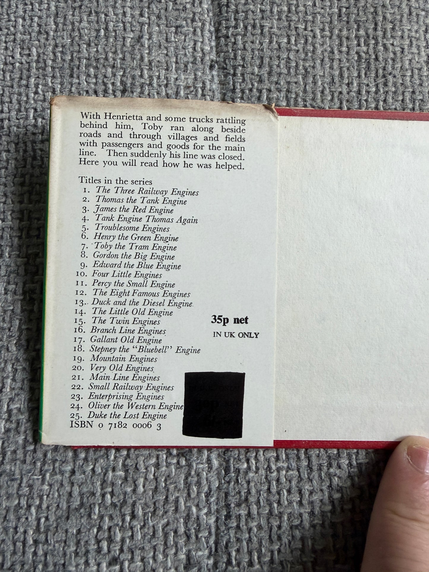 1970 Toby The Tram Engine(No7) The Rev. W. Awdry (C. Reginald Dalby illust) Kaye & Ward Ltd