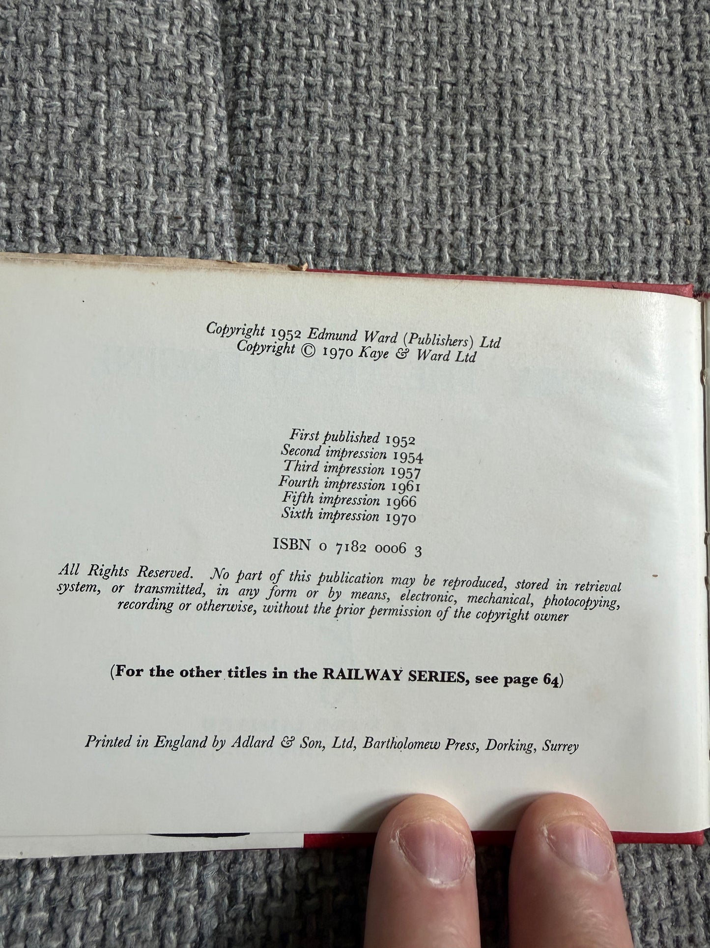 1970 Toby The Tram Engine(No7) The Rev. W. Awdry (C. Reginald Dalby illust) Kaye & Ward Ltd