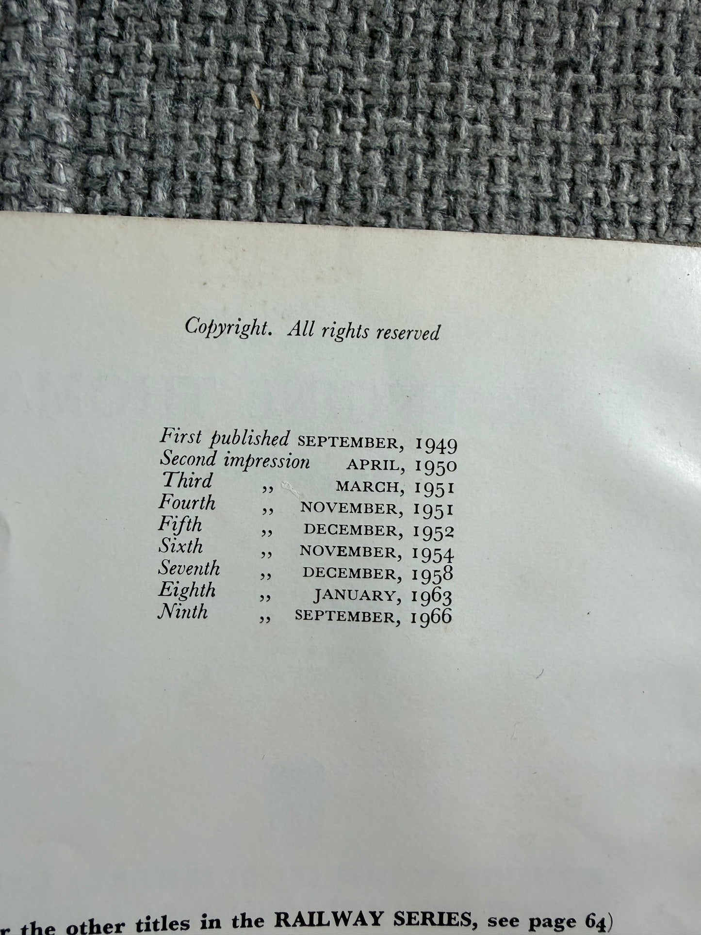 1966 Tank Engine Thomas Again (No4) The Rev. W. Awdry (C. Reginald Dalby illust) Kaye & Ward Ltd.