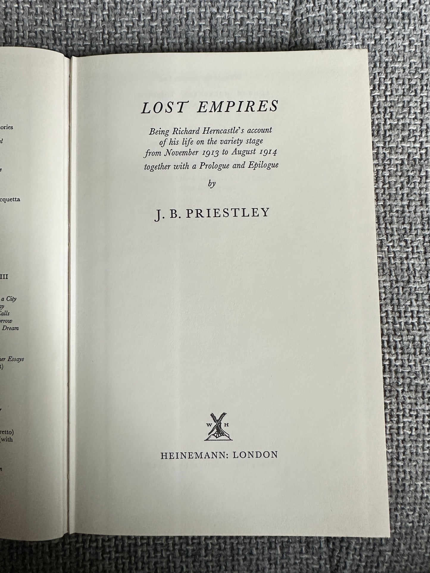 1965 Lost Empires - J. B. Priestley(William Heinemann)