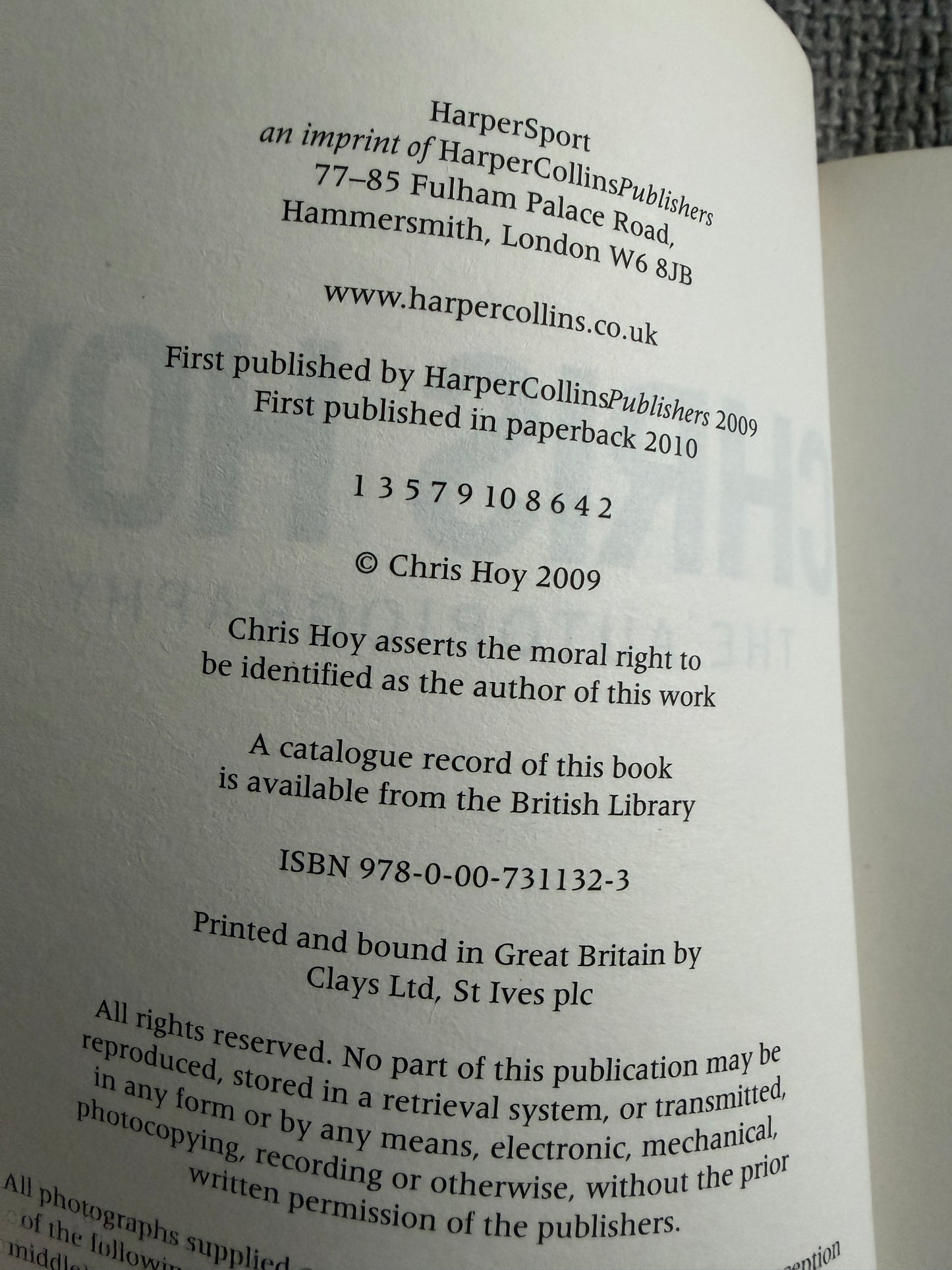 2010*1st* Chris Hoy The Autobiography (HarperCollins)